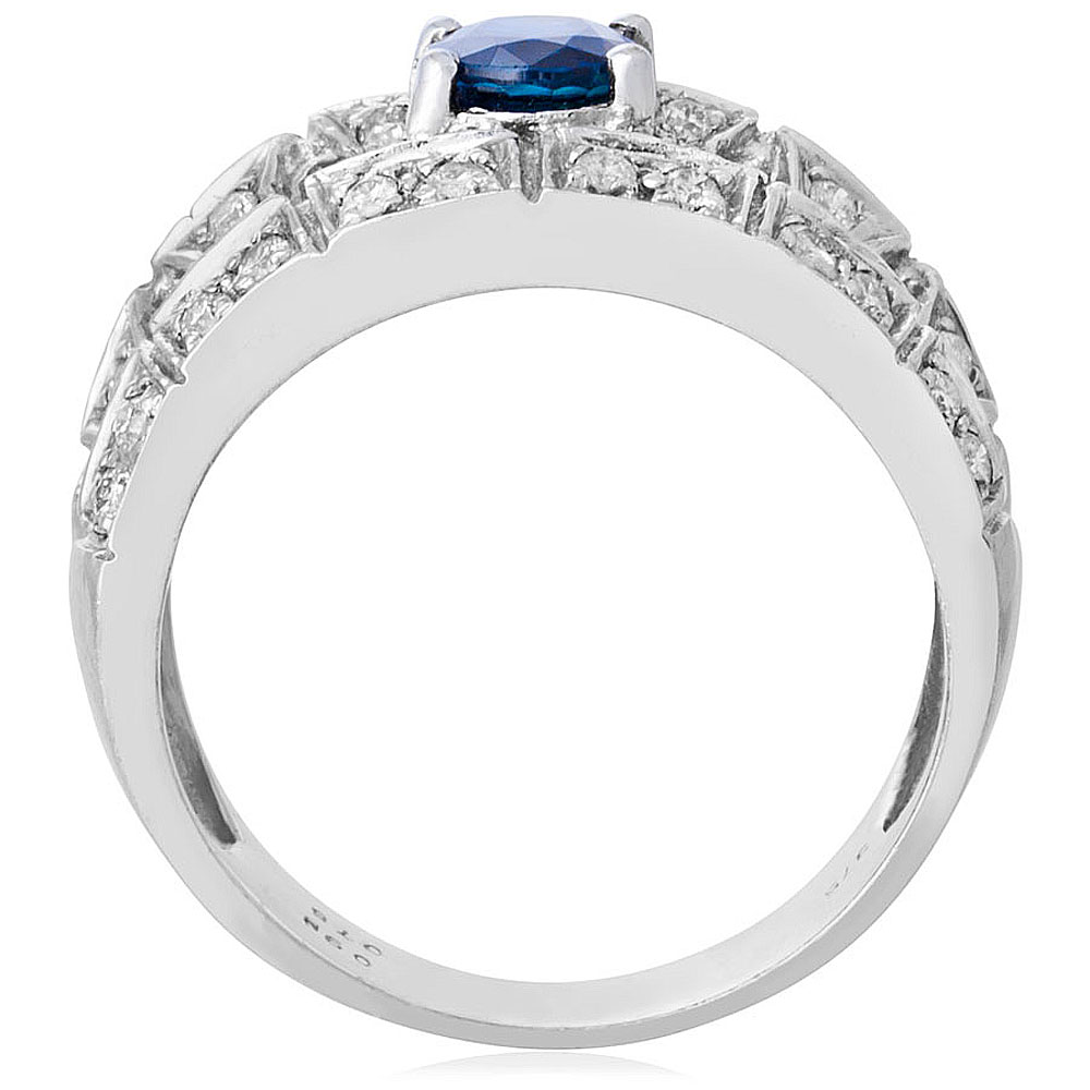 Sapphire & Diamond 9ct White Gold Dress Cluster Ring - Jewellery World Online