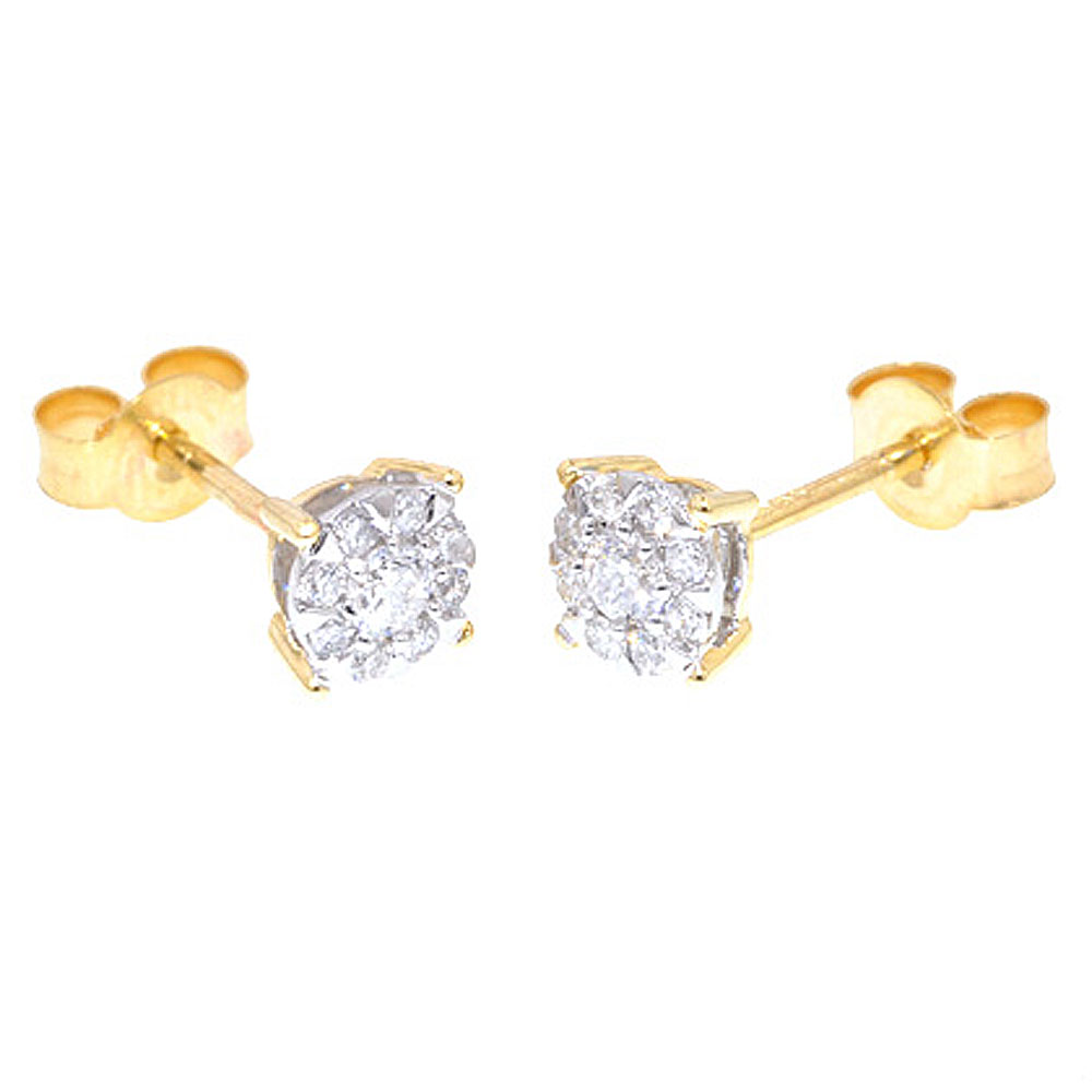 Square Brilliant Cluster 0.30ct Diamond Stud Earrings - Jewellery World Online