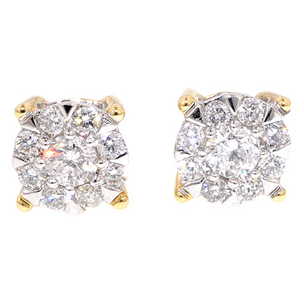 Square Brilliant Cluster 0.30ct Diamond Stud Earrings - Jewellery World Online