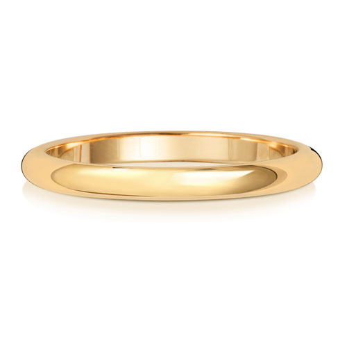9CT YELLOW GOLD D SHAPE WEDDING RING WIDTH 2.5MM DEPTH ~1.1MM-1.2MM - Jewellery World Online