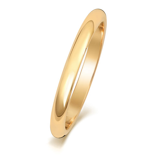 18CT YELLOW GOLD D SHAPE WEDDING RING WIDTH 2MM DEPTH ~1.1MM-1.2MM - Jewellery World Online