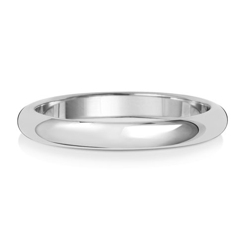 9CT WHITE GOLD D SHAPE WEDDING RING WIDTH 2.5MM DEPTH ~1.7MM-1.8MM - Jewellery World Online