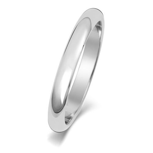 9CT WHITE GOLD D SHAPE WEDDING RING WIDTH 2.5MM DEPTH ~1.7MM-1.8MM - Jewellery World Online