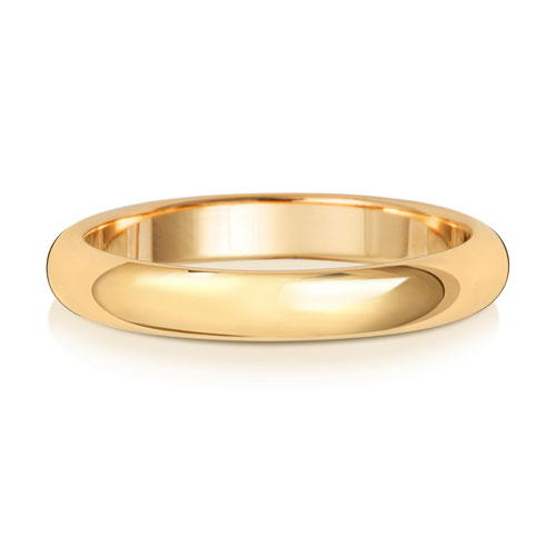 9CT YELLOW GOLD D SHAPE WEDDING RING WIDTH 3MM DEPTH ~1.1MM-1.2MM - Jewellery World Online
