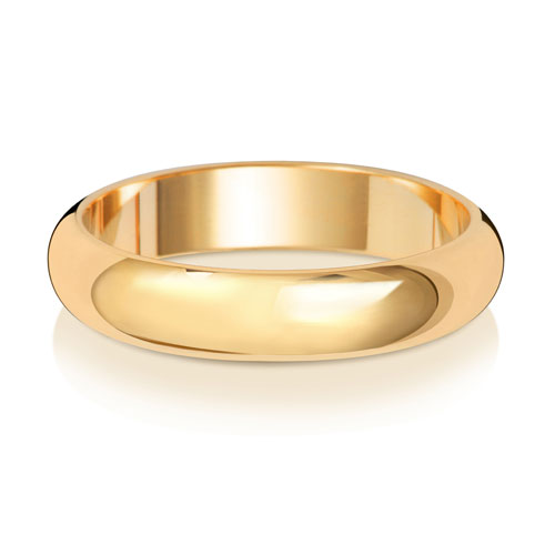 9CT YELLOW GOLD D SHAPE WEDDING RING WIDTH 4MM DEPTH ~1.7MM-1.8MM - Jewellery World Online
