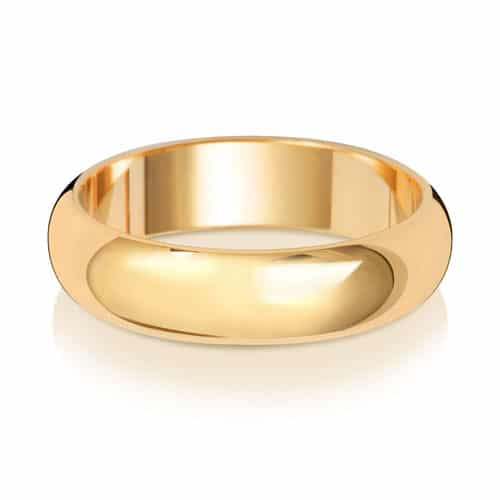 9CT YELLOW GOLD D SHAPE WEDDING RING WIDTH 5MM DEPTH ~1.7MM-1.8MM - Jewellery World Online