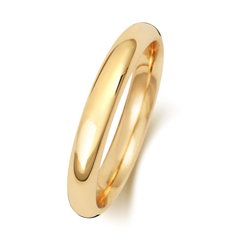 9CT YELLOW GOLD TRADITIONAL COURT WEDDING RING WIDTH 3MM DEPTH ~1.7MM-1.8MM - Jewellery World Online