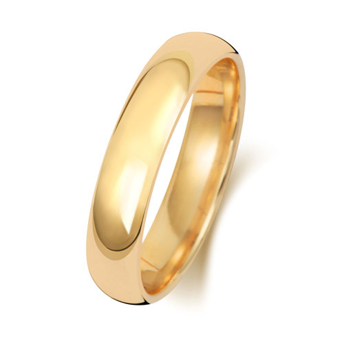 9CT YELLOW GOLD TRADITIONAL COURT WEDDING RING WIDTH 4MM DEPTH ~1.7MM-1.8MM - Jewellery World Online