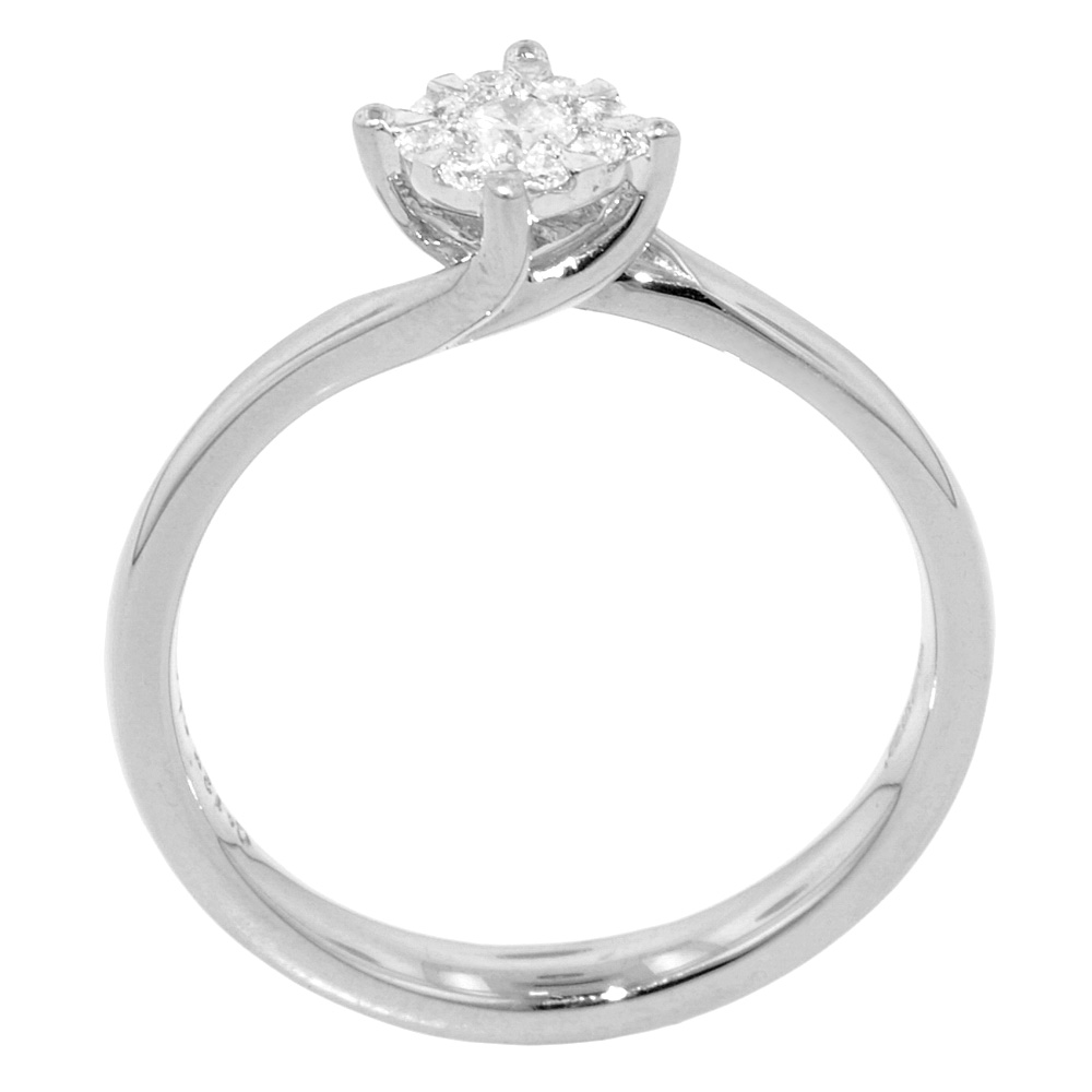 White Gold Crossover Cluster 0.13ct Diamond Engagement Ring - Jewellery World Online