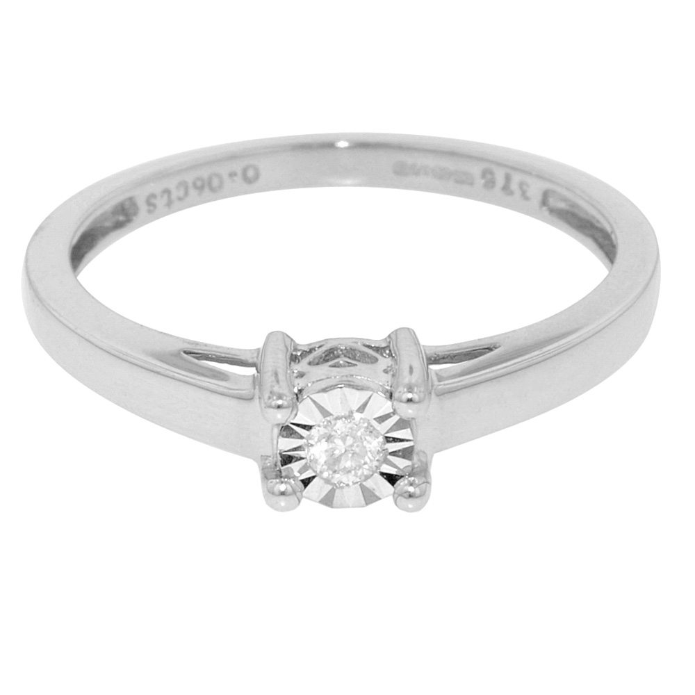 0.06ct Diamond Engagement Ring,9ct White Gold - Jewellery World Online
