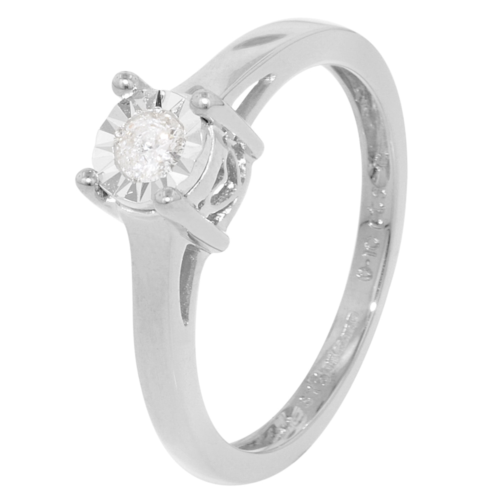 White Gold Illusion 0.10ct Diamond Engagement Ring - Jewellery World Online