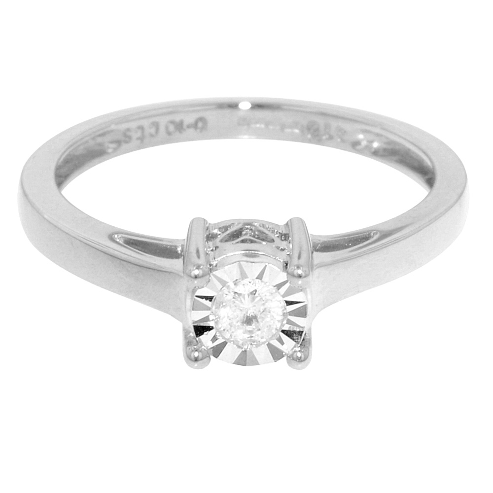 White Gold Illusion 0.10ct Diamond Engagement Ring - Jewellery World Online