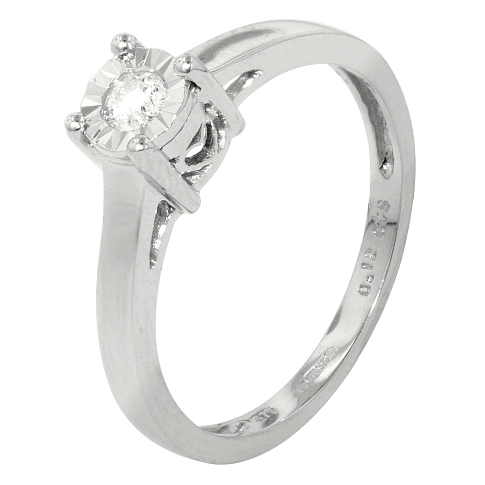 White Gold Illusion 0.13ct Diamond Engagement Ring - Jewellery World Online