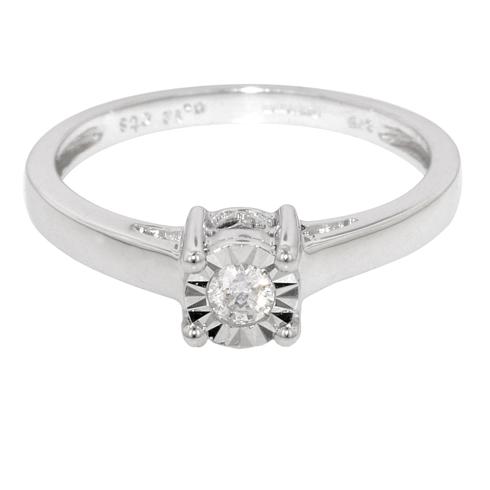 White Gold Illusion 0.13ct Diamond Engagement Ring - Jewellery World Online
