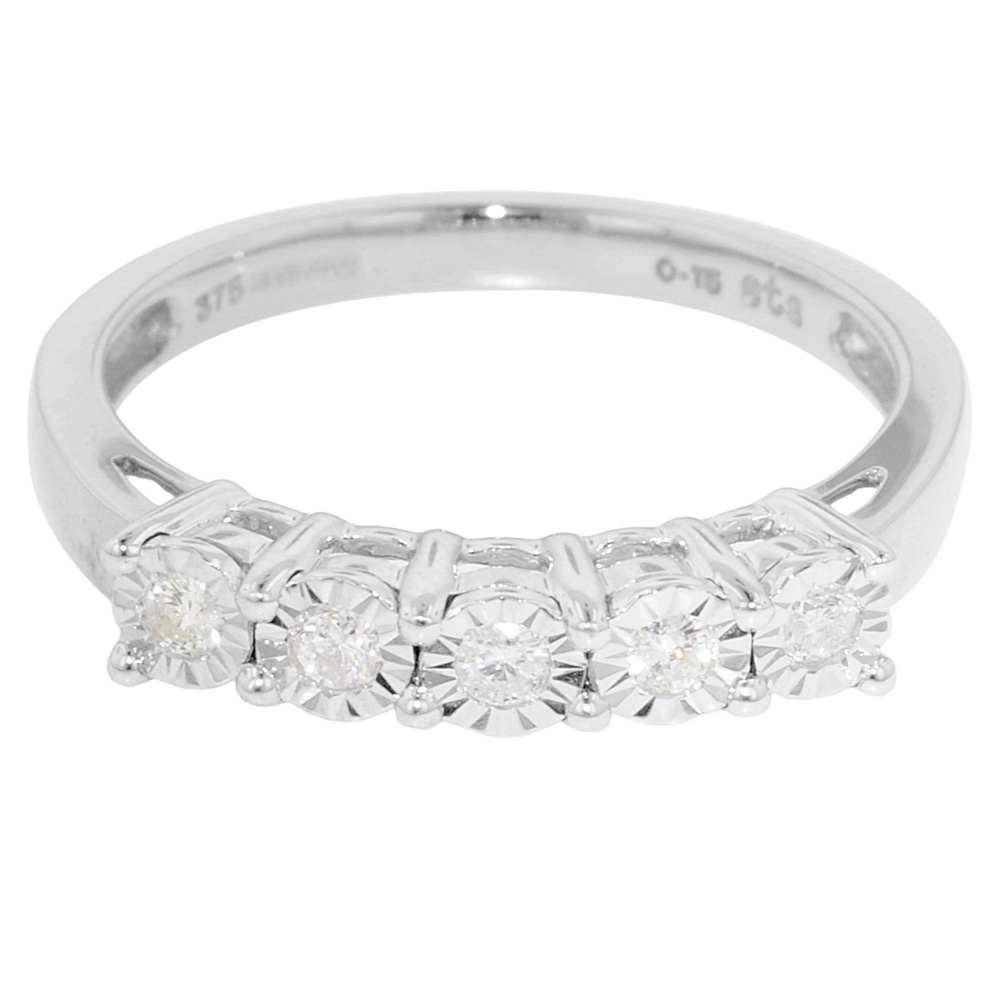 White Gold Illusion 0.15ct Diamond Half Eternity Ring - Jewellery World Online