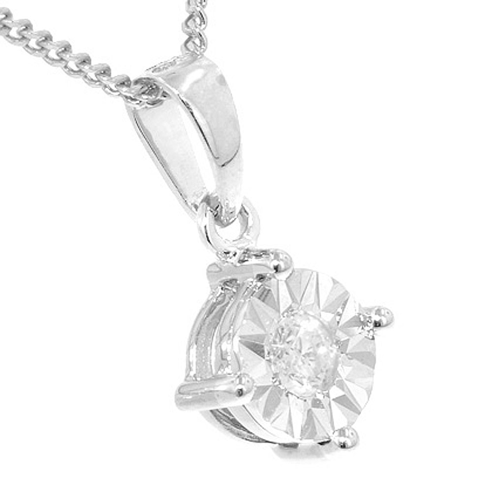 White Gold Illusion 0.15ct Diamond Pendant - Jewellery World Online