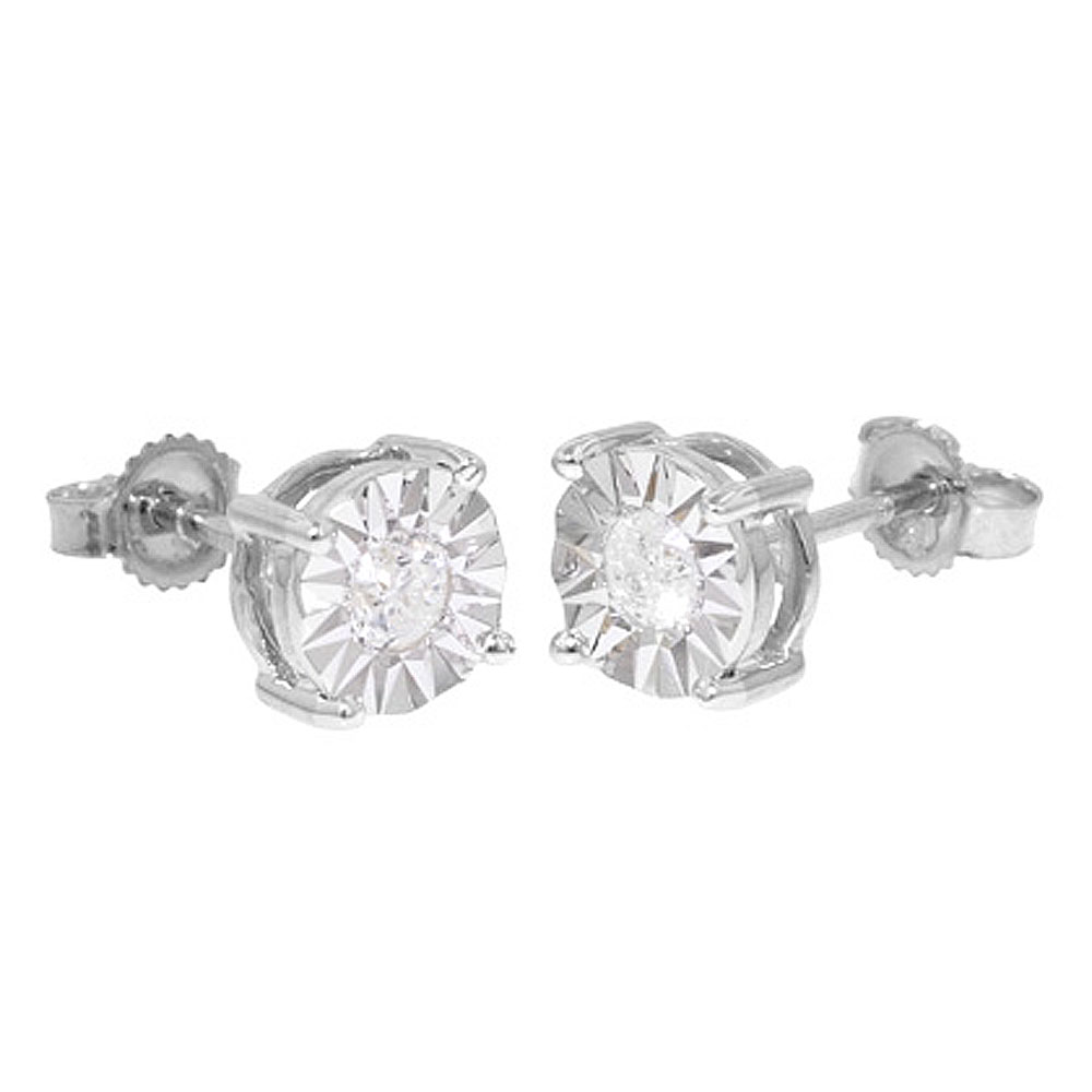 White Gold Illusion 0.30ct Diamond Stud Earrings - Jewellery World Online