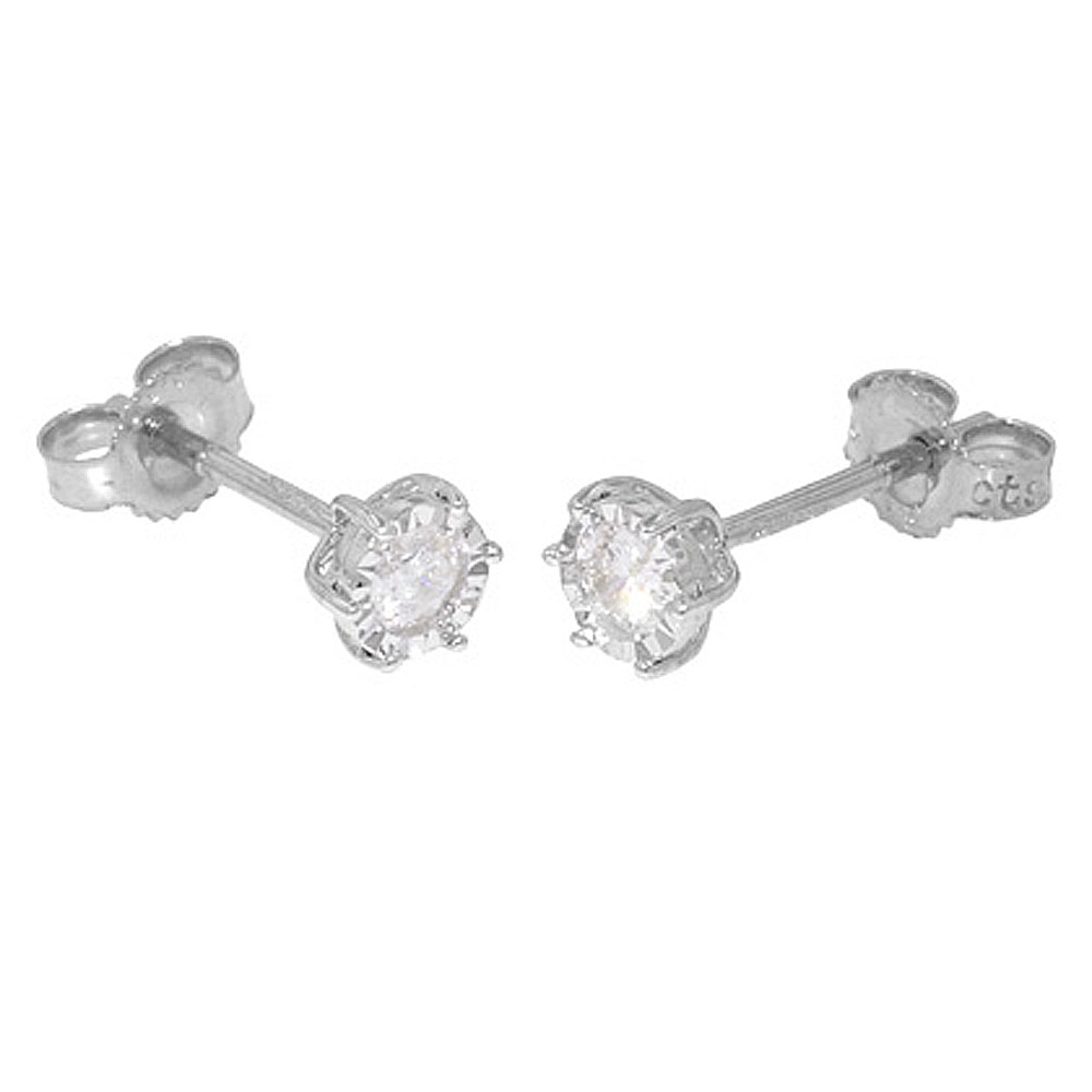 White Gold Illusion Plate 0.20ct Diamond Stud Earrings - Jewellery World Online