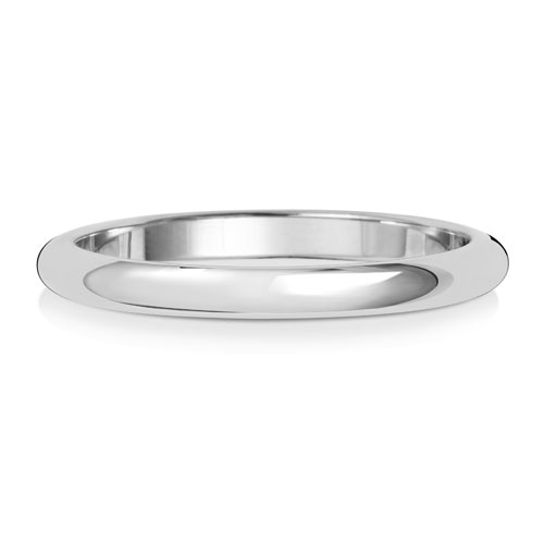 PLATINUM D SHAPE WEDDING RING WIDTH 2MM DEPTH ~1.1MM-1.2MM - Jewellery World Online