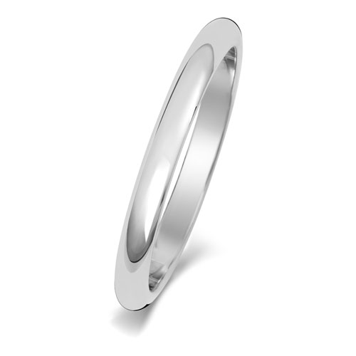 PLATINUM D SHAPE WEDDING RING WIDTH 2MM DEPTH ~1.7MM-1.8MM - Jewellery World Online