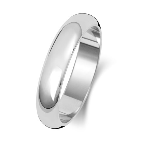 PLATINUM D SHAPE WEDDING RING WIDTH 4MM DEPTH ~1.1MM-1.2MM - Jewellery World Online