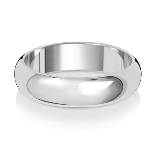 PLATINUM D SHAPE WEDDING RING WIDTH 5MM DEPTH ~1.4MM-1.5MM - Jewellery World Online