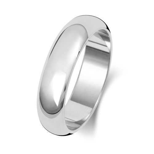 PLATINUM D SHAPE WEDDING RING WIDTH 5MM DEPTH ~1.1MM-1.2MM - Jewellery World Online