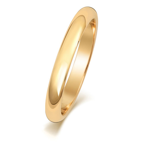 18CT YELLOW GOLD D SHAPE WEDDING RING WIDTH 2.5MM DEPTH ~1.7MM-1.8MM - Jewellery World Online
