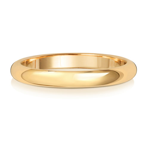 18CT YELLOW GOLD D SHAPE WEDDING RING WIDTH 2.5MM DEPTH ~1.1MM-1.2MM - Jewellery World Online
