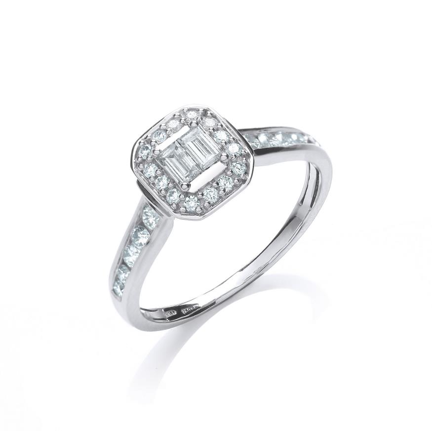 18ct White Gold 0.55ct Diamond Dress Ring - Jewellery World Online