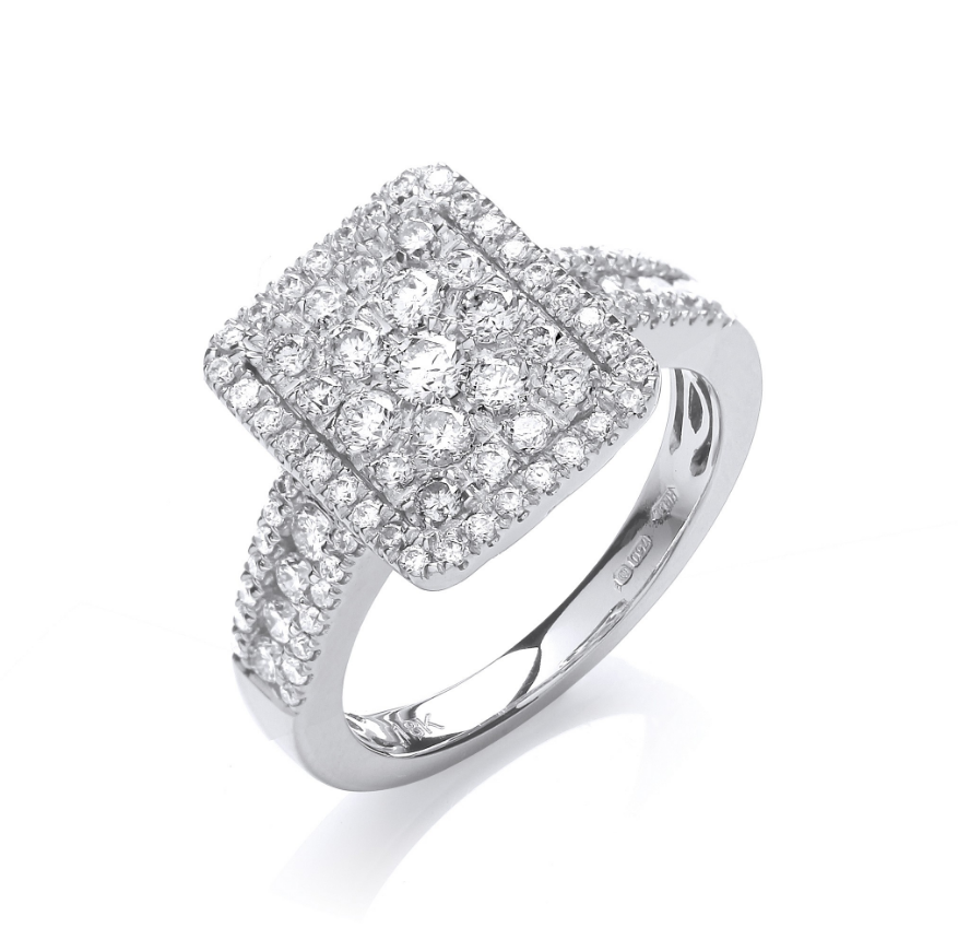 18ct White Gold 1.00ct Diamond Dress Ring - Jewellery World Online