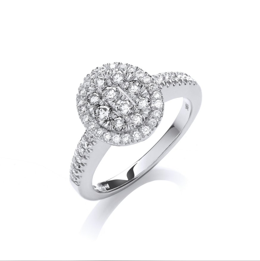 18ct White Gold 0.50ct Diamond Dress Ring - Jewellery World Online