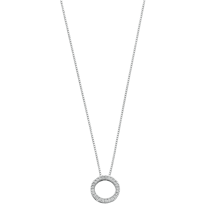 9ct White Gold 0.25ct Diamond Circle Pendant with 18in/45cm Chain - Jewellery World Online